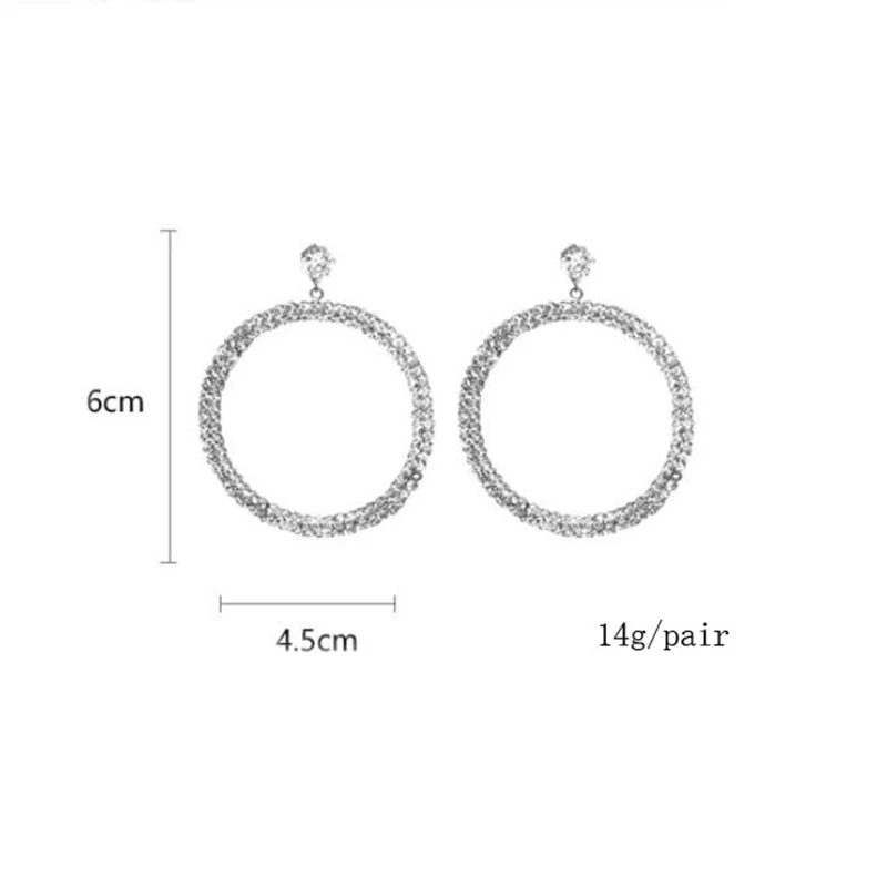 Fleepmart 2 Pcs/set Simple Female Earrings Round Crystal Gold Silver ...