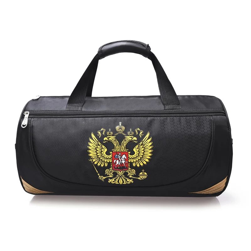 Outdoor Travel Duffel Sport Bag With Russia Emblem Waterproof Fitness Gym Bag Sling Pack Handbag With Detachable Shoulder Strap