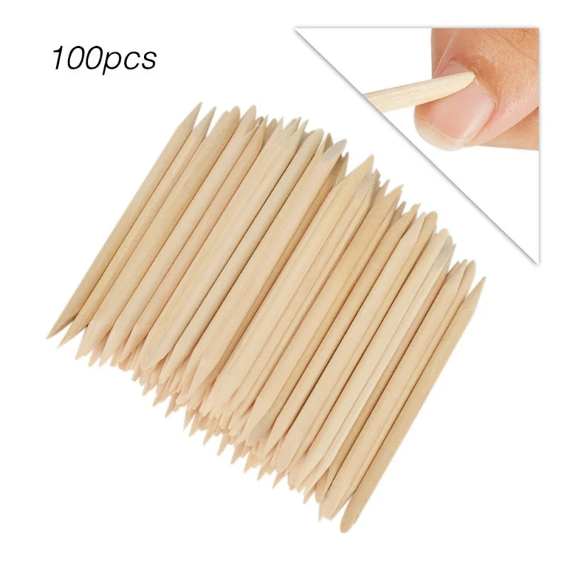 

Hot! 100 Pcs Nail Art Design Orange Wood Stick Sticks Cuticle Pusher Remover Manicure Pedicure Care