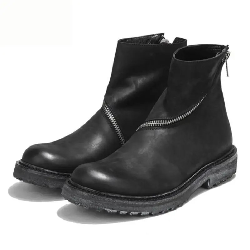 MYCOLEN теплые кожаные зимние винтажные Ретро мотоциклетные ботинки в стиле панк Мужская обувь мужские зимние ботильоны с высоким берцем