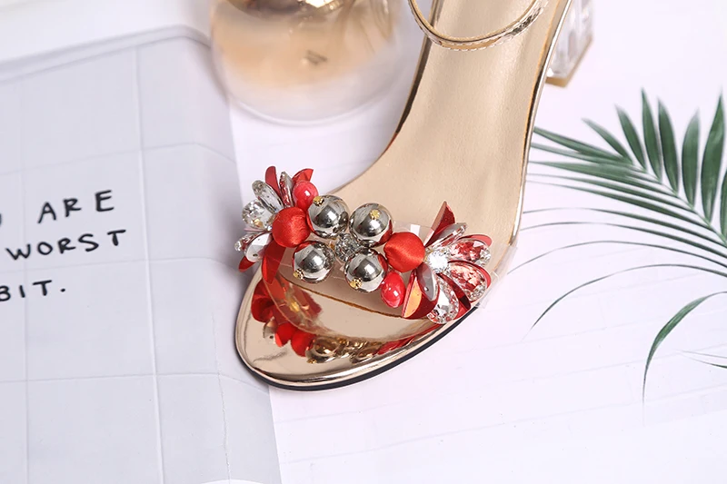 WETKISS/прозрачные босоножки из ПВХ; женская обувь с открытым носком; обувь на высоком каблуке с кристаллами; женская свадебная обувь с жемчугом; женская летняя обувь;