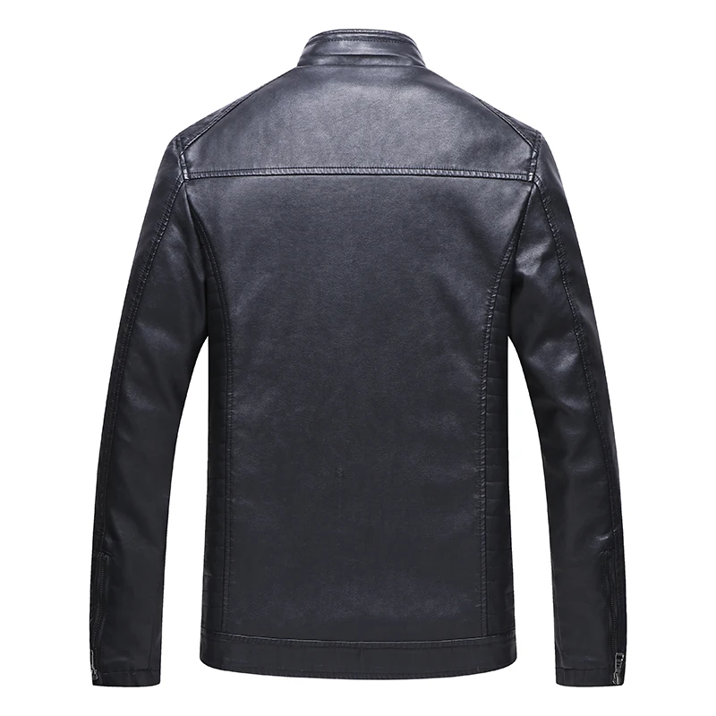 Зимняя мужская флисовая кожаная куртка из плотной искусственной кожи для езды на мотоцикле, Мужская брендовая одежда SA567