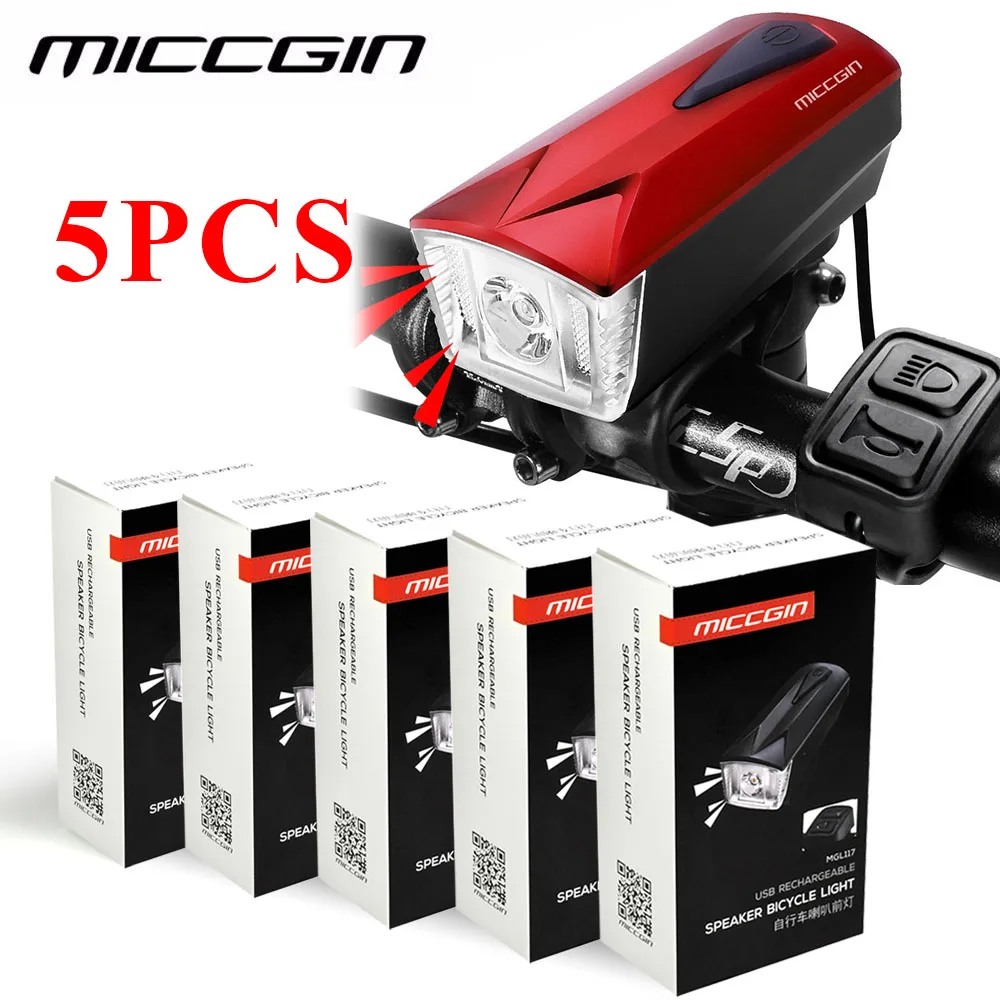 

5 PCS Wholesale Remote Horn Bike Light & Bell Bicycle Light Lighting 360LM USB Rechargeable Waterproof Cycling LED Lamp MICCGIN
