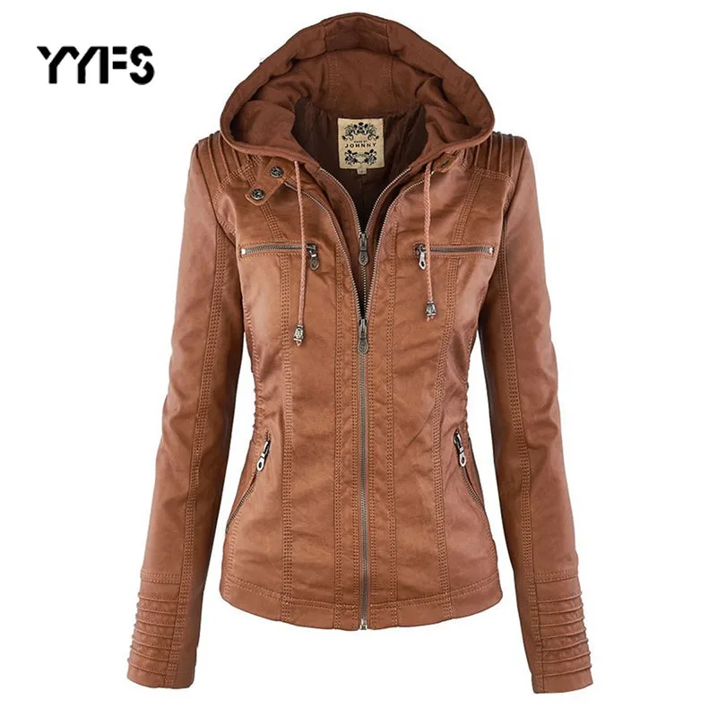 hooded leather Jacket women Gothic faux PU Jacket coat fashion Moto faux leather PU Coat female Plus size 7XL chaqueta muje