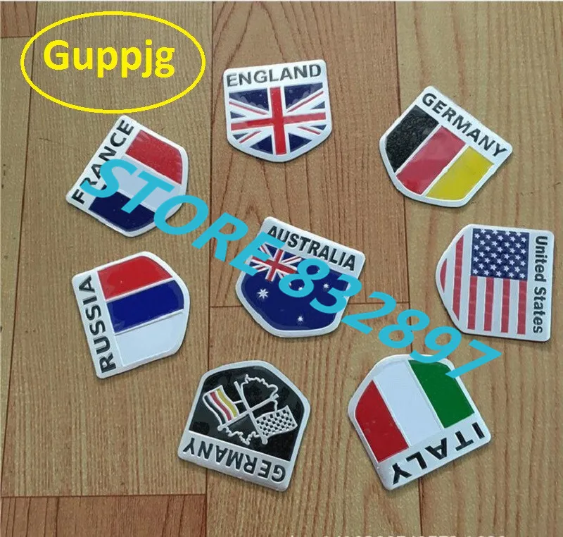 3d Aluminium Stiker Mobil Bendera Amerika Perancis Jerman Italia