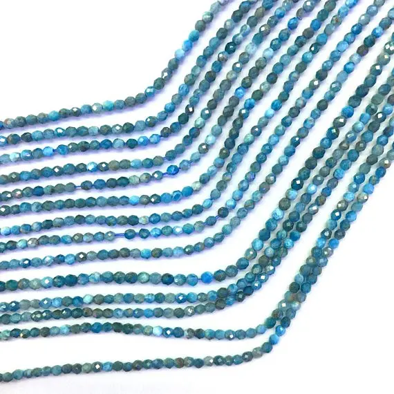 Natural Blue Apatite Beads Faceted 2mm 3mm 4mm Genuine Apatite Gemstone Tiny Blue Apatite Beads Blue Beads Small Blue Semi Precious Stone3