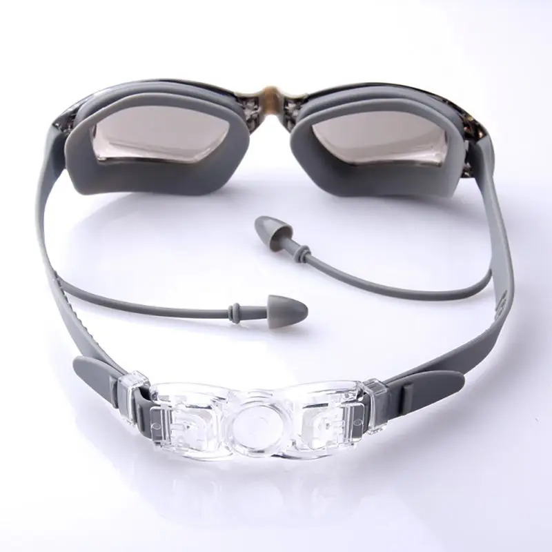 Профессиональные силиконовые водонепроницаемые очки для плавания Анти-туман УФ очки для плавания с наушниками водные спортивные очки для взрослых - Цвет: Silver