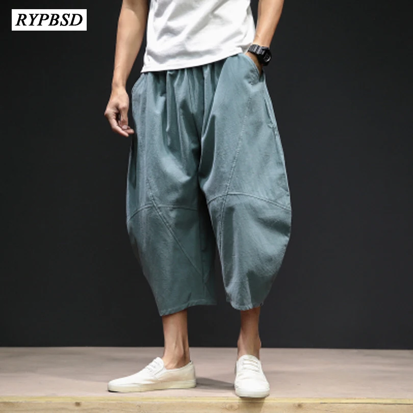 Japanese Style Summer Cotton Linen Men Pants Loose Large Size Fashion ...