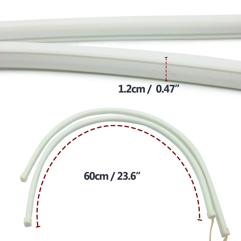 2 шт. 45/60 см Автомобильный светодиодный гибкий белый ходовой огонь светильник полосы для hyundai Санта Solaris Tucson Creta IX35 I30 KIA Sportage Rio