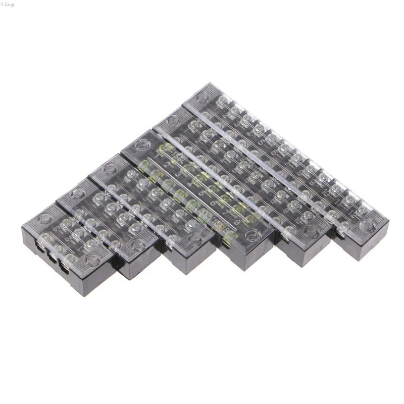 

600V 15A 3/4/6/8/10/12 Positions Dual Row Barrier Screw Terminal Block Wire Connector L29K
