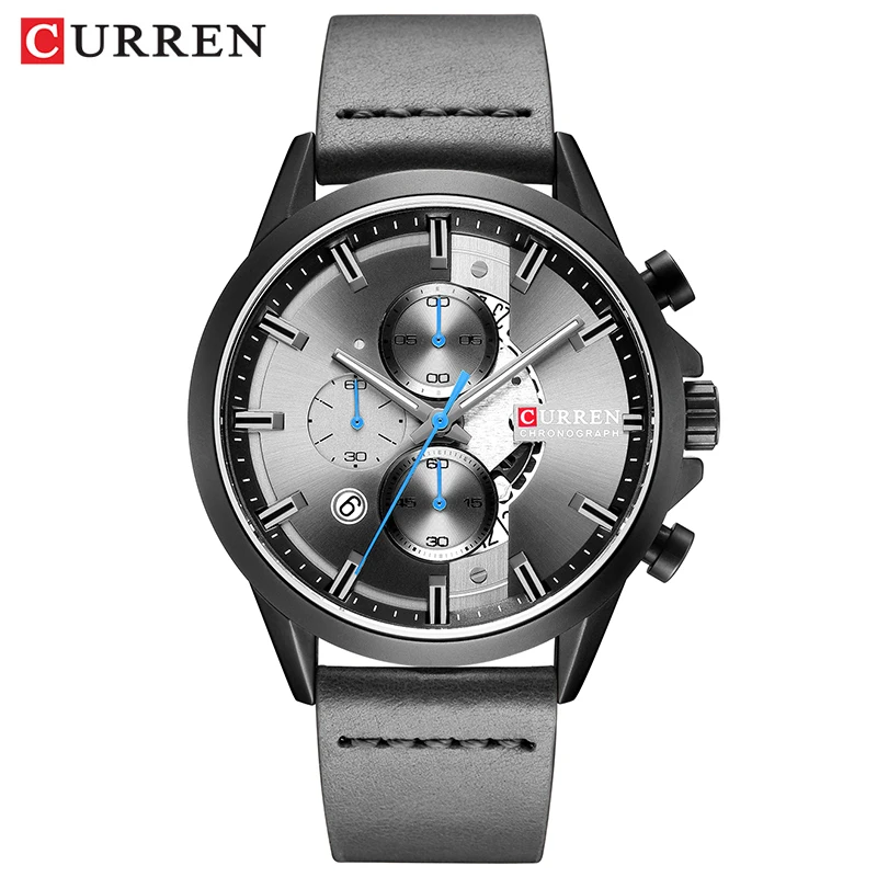  2019 Top Brand CURREN Fashion Men Watches Military Leather Waterproof Quartz Wristwatch Male Sport 