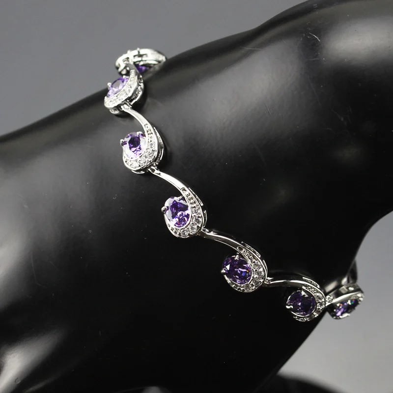 Reginababy Purple Crystal Silver color Bracelets Jewelry For Women