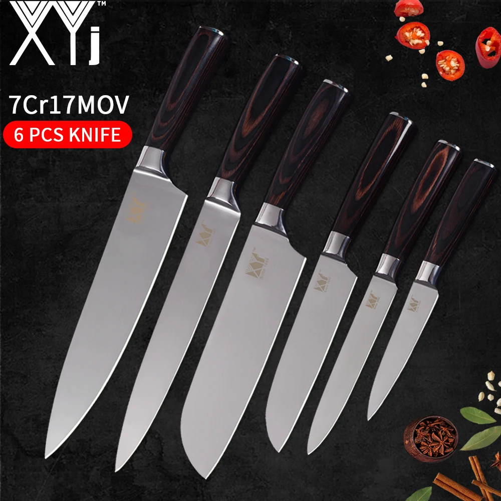 

XYj Kitchen Knives Set Damascus Veins Kitchen Knives Stainless Steel Blade Knife Fruit Utility Santoku Chef Slicer Cooking Tools