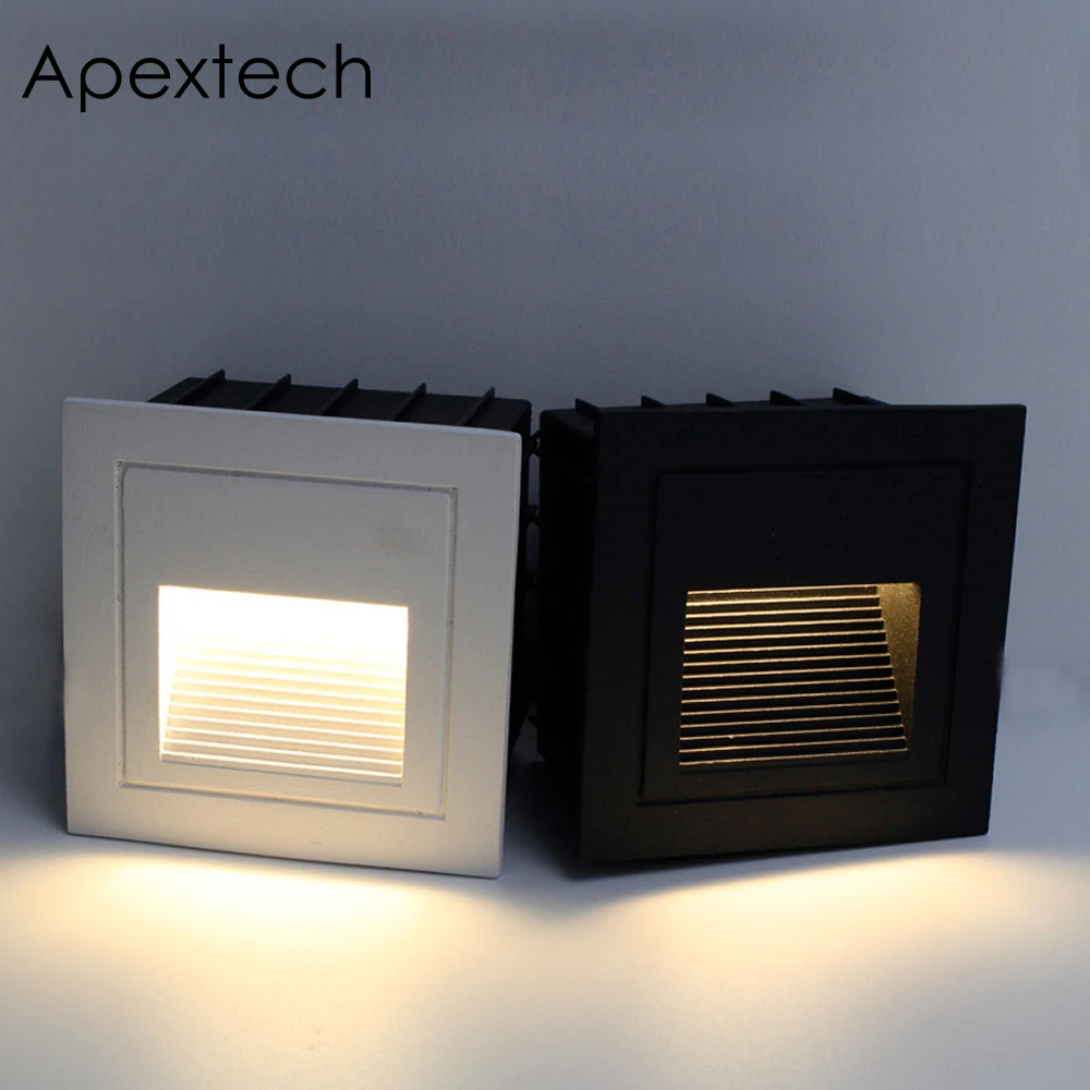 Apextech Outdoor Wall Lamp LED Step Lights Embedded Deck Pathway Yard Stair Light Recessed Corridor Wall Lamp White Black