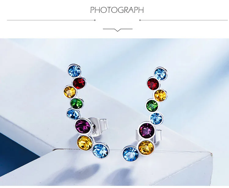 Cdyle серьги из стерлингового серебра 925 пробы, украшенные кристаллами, Разноцветные серьги с радужными кристаллами