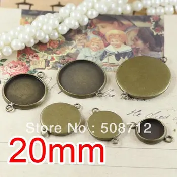 

Free shipping!!! 200pcs bronze Double rings Cameo Frame Settings Connectors fit 20mm,Cameo Cab settings