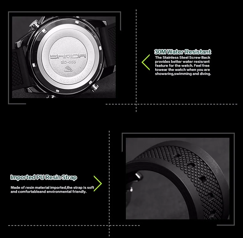 Мужские часы бренд SANDA спортивный дайвинг светодиодный дисплей наручные часы модные повседневные с резиновым ремешком часы мужские Montre Homme Relogio