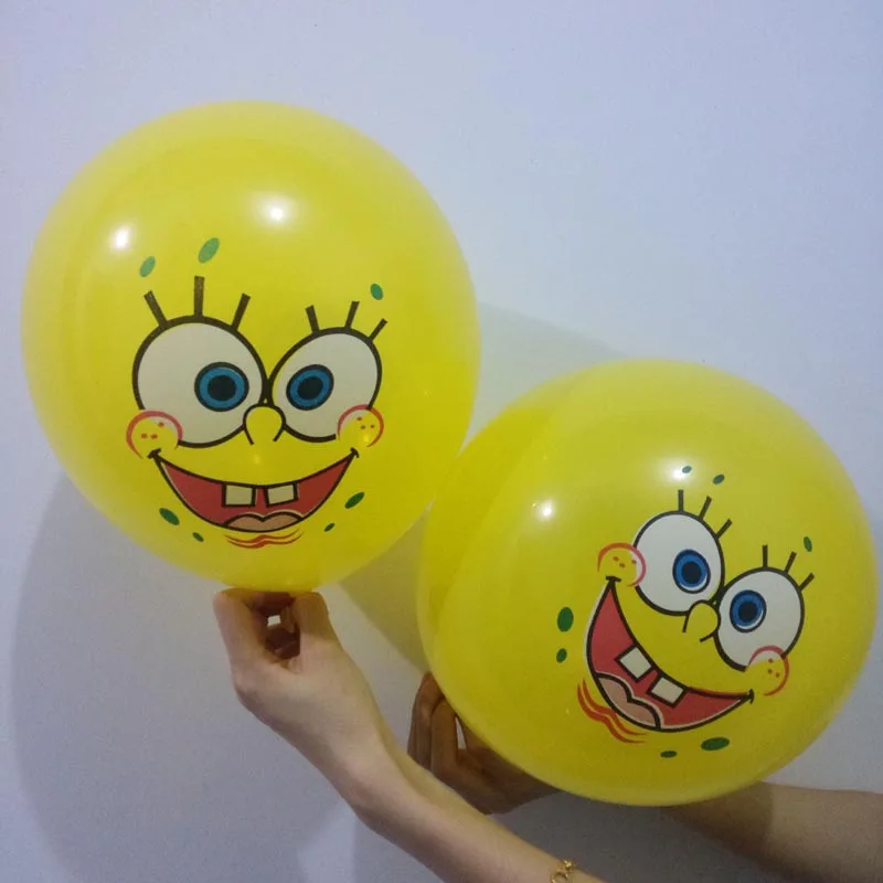 

50pcs 12'' 3.2g Cartoon SpongeBob Latex Balloons cute smile facial expression Balloons For birthday Party Decorations&supplies