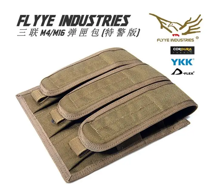 FLYYE MOLLE Triple M4 M16 Mag Pouch CORDURA Multicam AOR AU FG Wargame страйкбол охотничий тактический военный