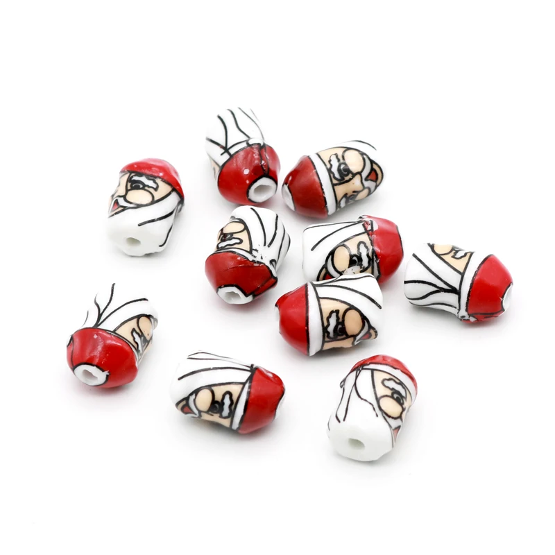100pcs/lot Fashion Jewelry Mini Ceramic Beads 17x11mm Printed Santa Claus Shape Pendants Favor Happiness Festival Gifts | Украшения и