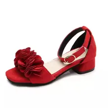 Flowers Kids Shoes For Girls Princess Sandals Baby Girl Shoes Kids Sandals chaussure fille 4T 5T 6T 7T 8T 9T-16T Pink Black Red yuyaobaby black 16t