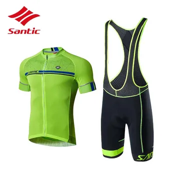 

Santic Cycling Set Cycling Clothing Men Summer Pro Padded Breathable Triathlon Cycling Jersey Set Maillot Equipe De France 2018