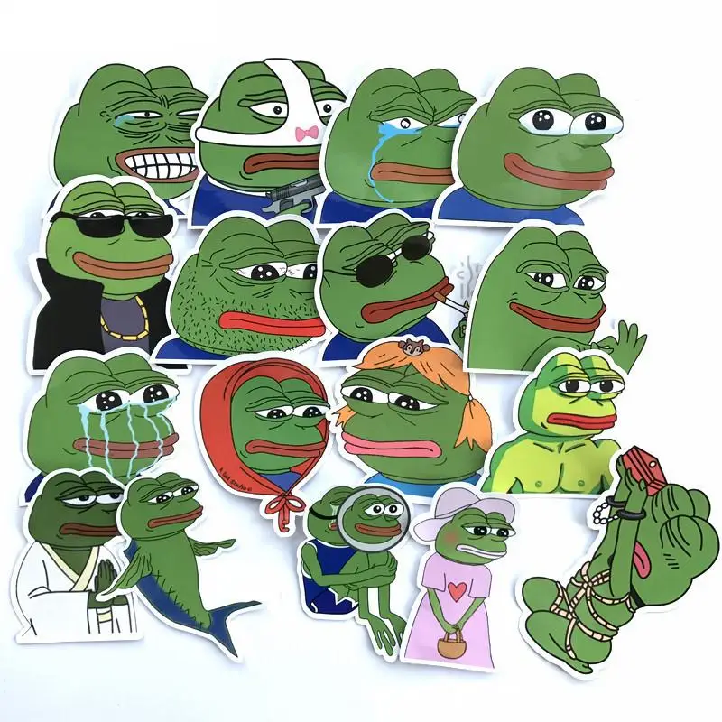 

18pcs/Lot Cool Anime Sad Frog Brand Graffiti Stickers Scrapbooking Guitar Skateboard Waterproof PVC Laptop Luggage Stickers Pack