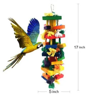 Pet birds Large size colored bird toys cotton rope blocks gnawing parrots | Дом и сад