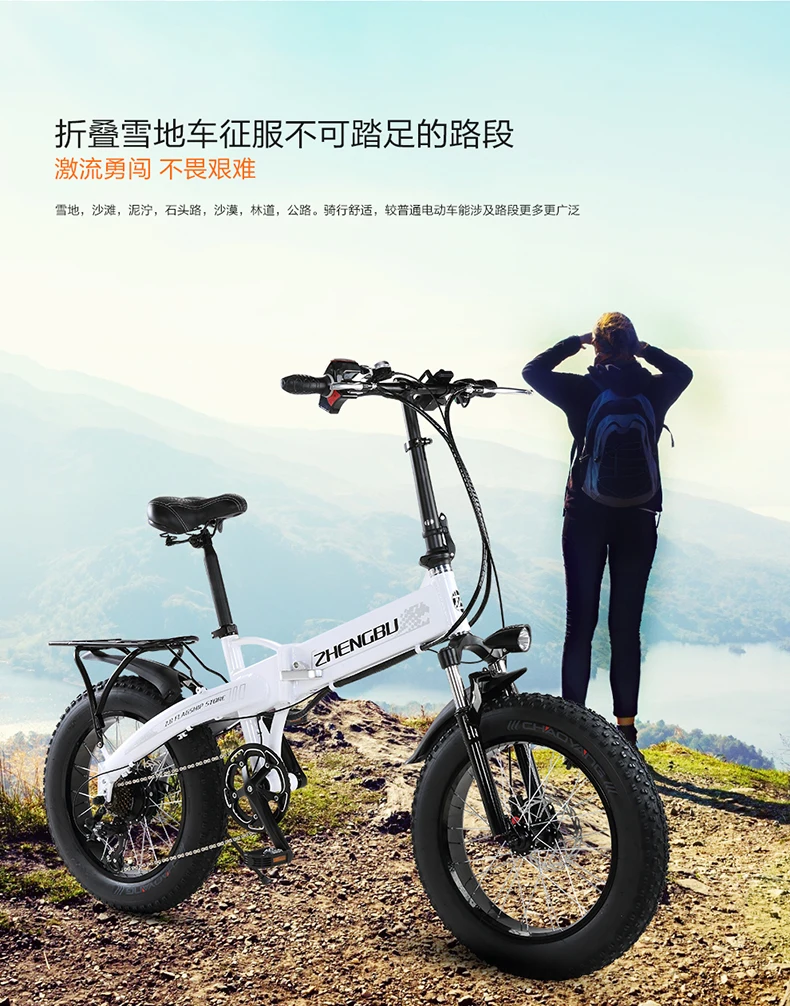 Discount 48V 10Ah Lithium battery,350W Powerful Motor,  20" 4.0 Width Tire Snow Bike, Folding Electric Bike,Fat Bike,MTB Mountain Bicycle 12