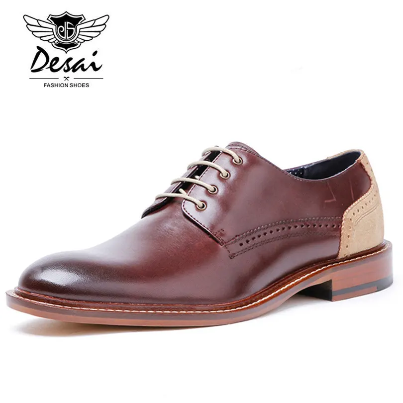 DESAI/брендовая мужская обувь; Высококачественная обувь из натуральной кожи; мужские деловые костюмы; Роскошные мужские кожаные модельные туфли; мужские туфли; размеры 38-43