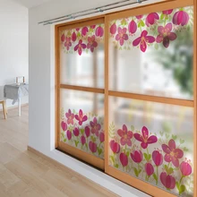 Stained Static Cling glass films Frosted Opaque Privacy Glass Sticker Home Decor Digital print BLT1052 Spring Flowers