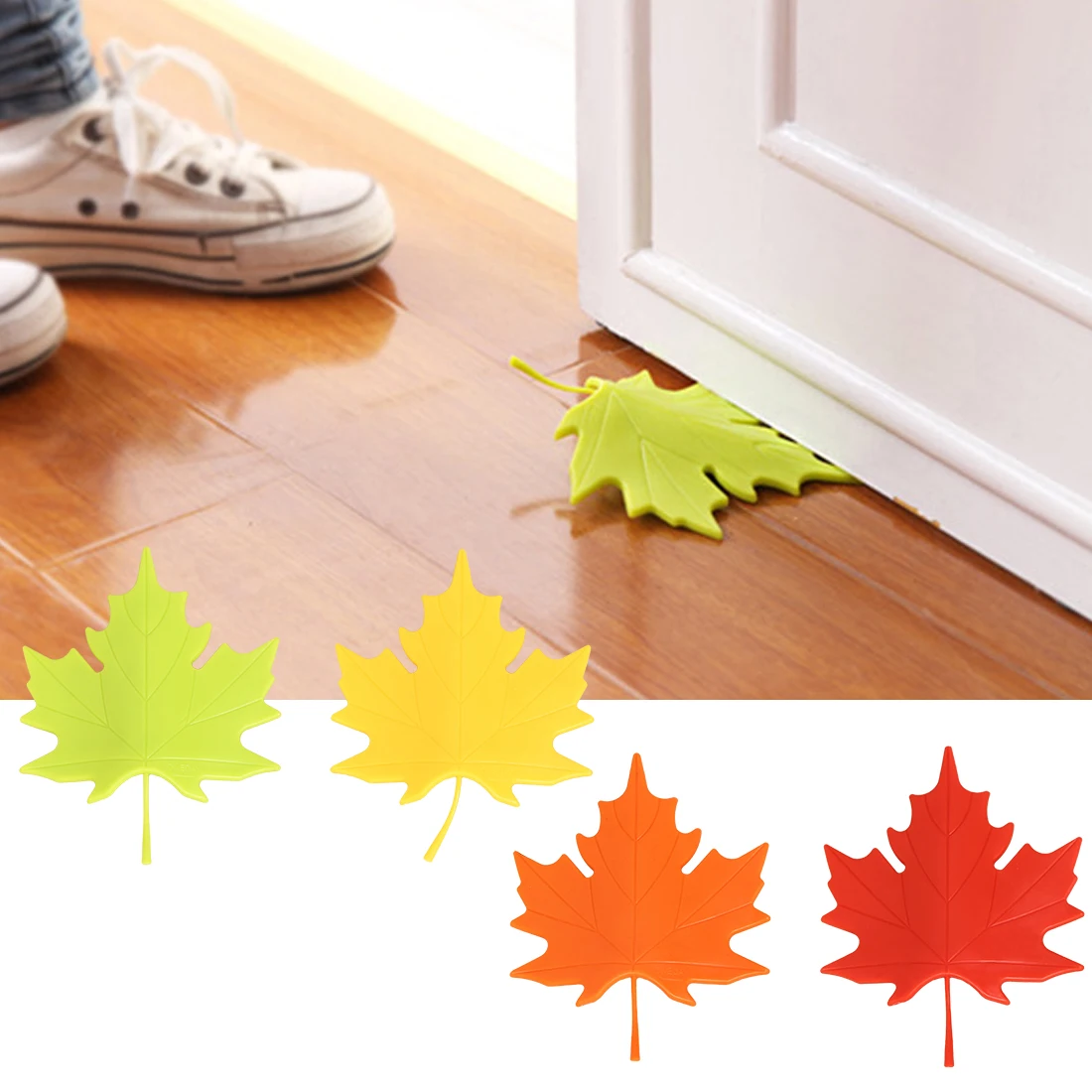 

Beautiful Maple Leaf Style Door Stopper Home Decoration Baby Children Finger Safety Doorstop 4 Colors