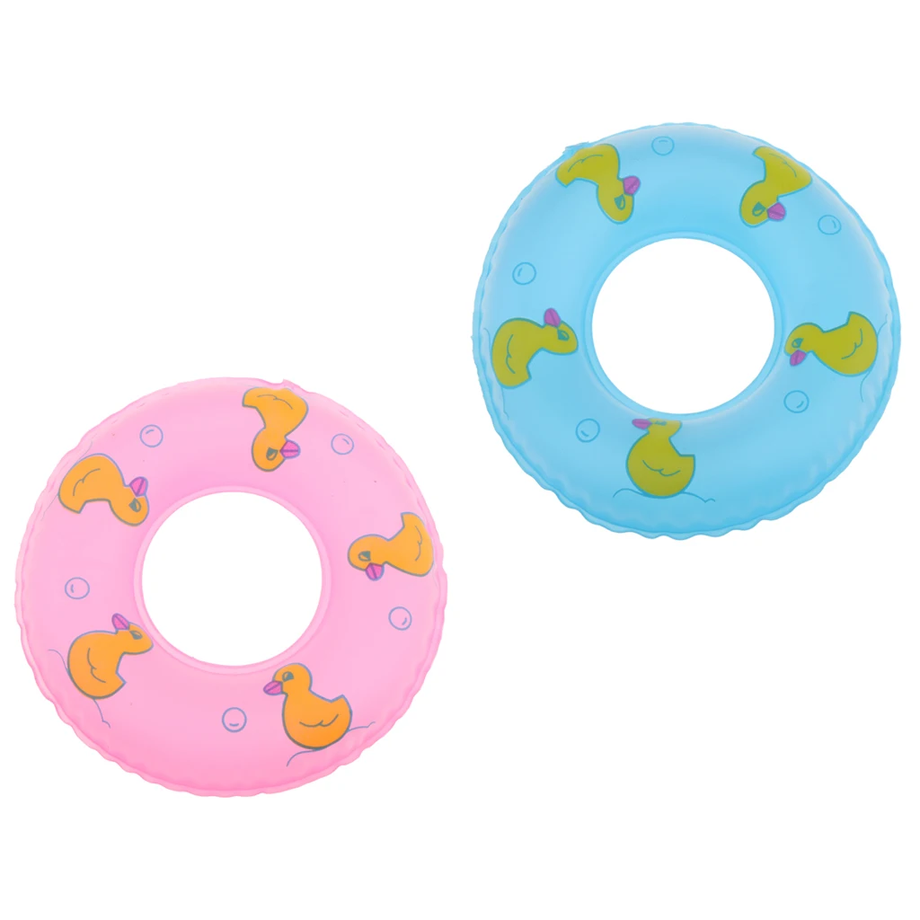 1/6 Scale Dollhouse Miniature Swim Ring for Blythe BJD Dolls 2pcs Pink & Blue