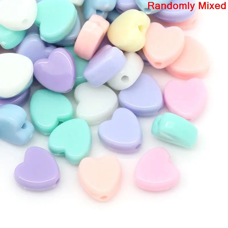 

8SEASONS Acrylic Charm Beads Heart Mixed 8mm x 8mm( 3/8"x 3/8"),Hole:approx 1.5mm,300PCs (B28568)