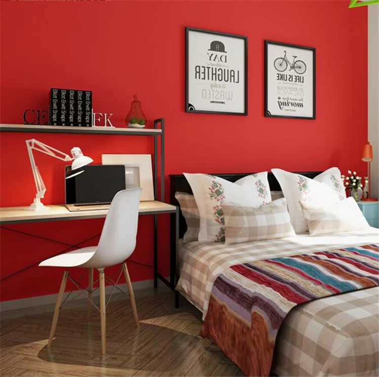 Wellyu высокого класса большие красные обои Чистый Пигмент цвет современный минималистский гостиная отель фон стены Ретро Красные обои