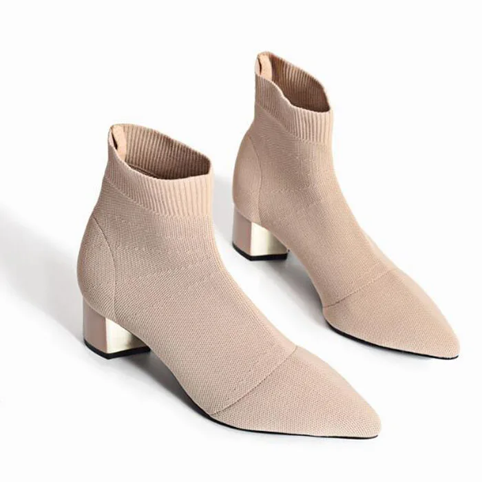 Fashion New Autumn Ankle Boots Women Pointed Toe Sock Boots Stretch
