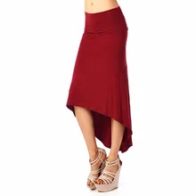 Женское Новое поступление Сексуальная однотонная летняя юбка империя Джерси раздвоенный хвост юбка MT1130