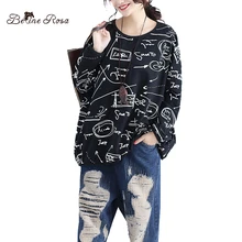 Толстовки женские с капюшоном BelineRosa, корейском стиле с надписью из черного хлопка с длинным рукавом, пуловеры больших размеров, BSDM0068, осень г