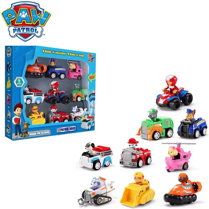

Paw patrol Action Toy Figures Toy set boys and girls children pull back full set of dogs Wangwang patrol inertial fleet gift