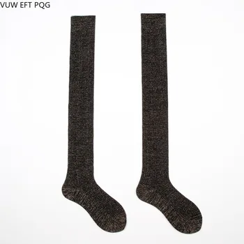 

Female Japanese college wind over knee socks star with the same paragraph non-slip stockings Solid color silver high socks