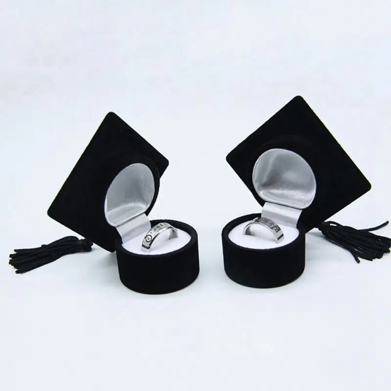 

Bachelor's Hat Jewelry Box Storage Case Ring Holder for Graduation Ceremony