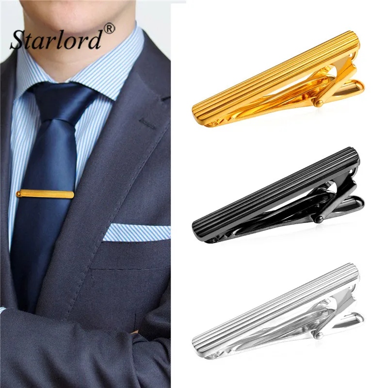 Starlord Classic Vertical Stripes Necktie Pin Tie Clips For Men High