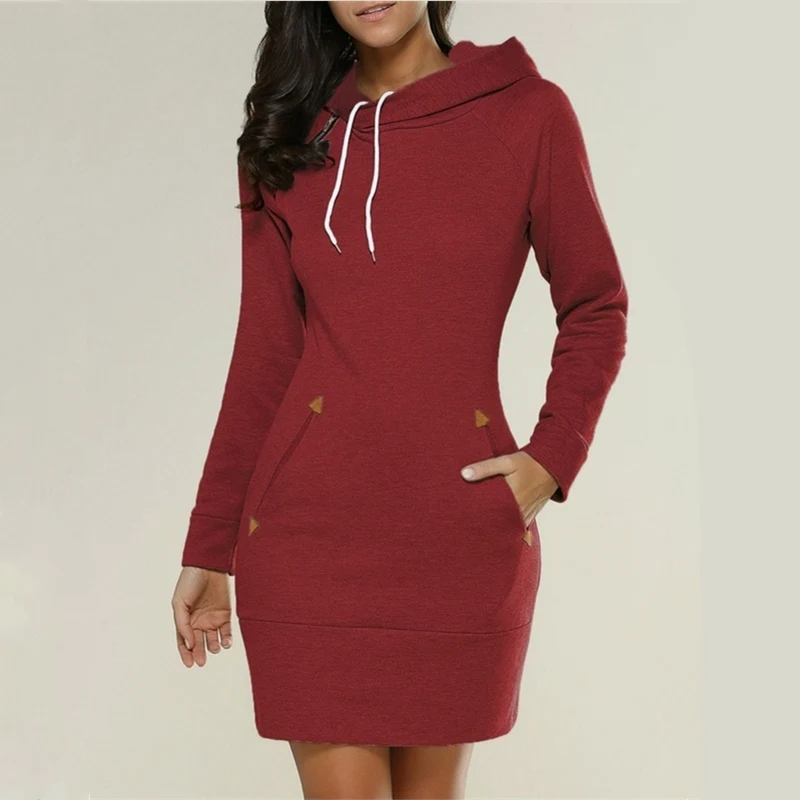  Women Hoodie Dress Winter Spring Women's Pullover Fashion Ladies Sweatshirts Female Long Hoodies Pl