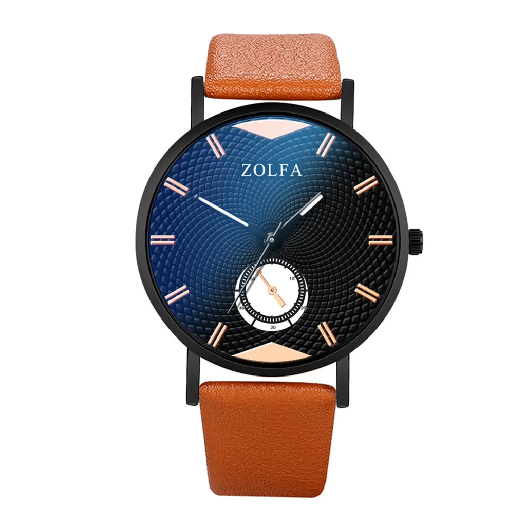 

Simple ZOLFA Sleek Minimalist Roman Bracelet Clasp Scale Blue Glass Belt Men's Quartz Alloy Glass Round Watch L0424