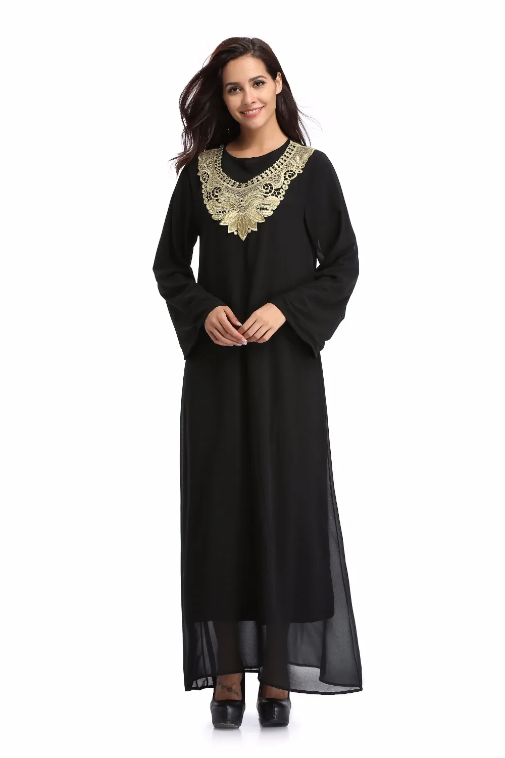 Для женщин длинное Повседневное платье Moroccan Кафтан Исламская Абаи мусульманская одежда платье с вышивкой в этническом стиле Vestidos
