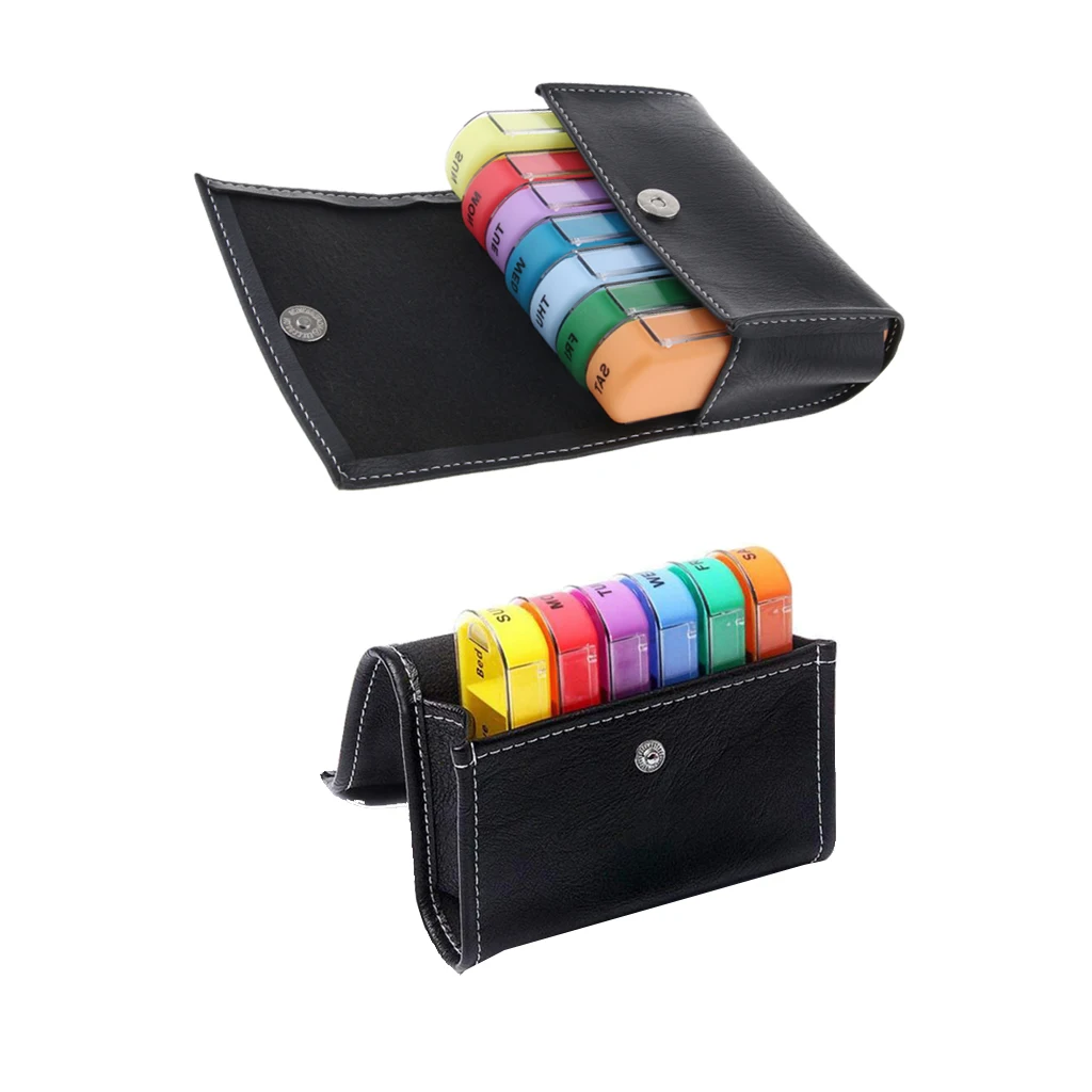 2pcs Wallet Weekly Travel Pill Organizers Vitamin Caddy Storage for 4 Times A Day, 7 Days a Week