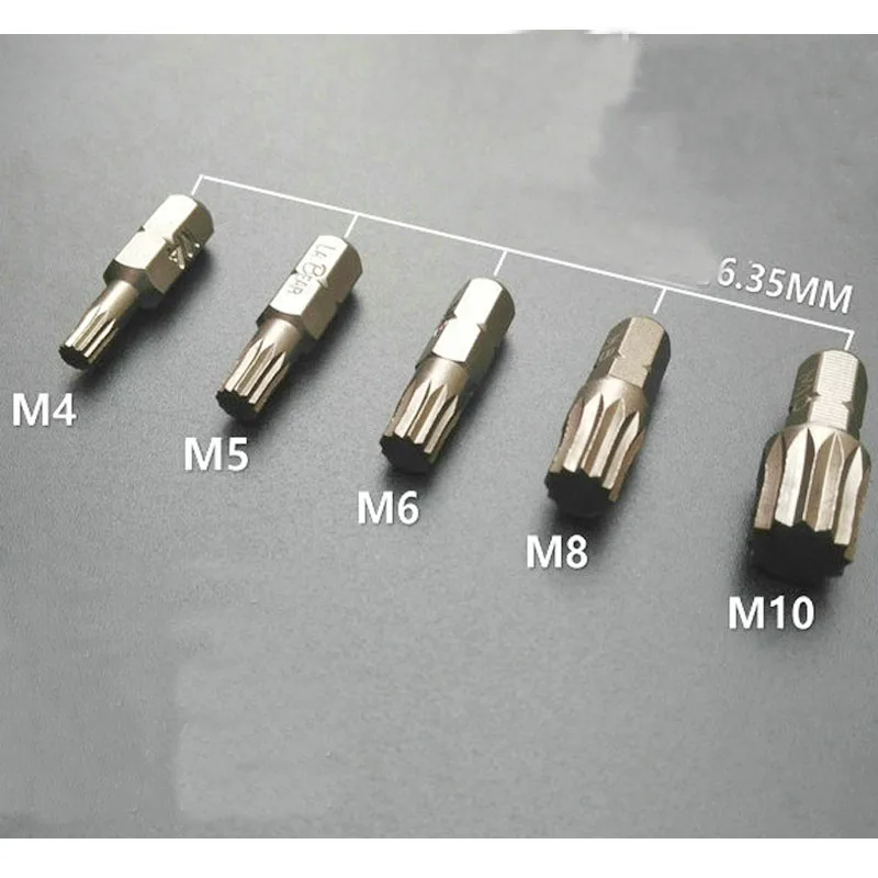 5 шт. Звездная шлицевая отвертка S2 легированная сталь 1/4 дюймов шестигранный хвостовик для ударных отверток Инструменты M4 M5 M6 M8 M10