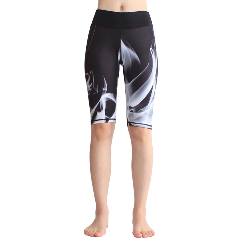 Fitness Print Sports Crop Pant Women Sexy Elastic Waist