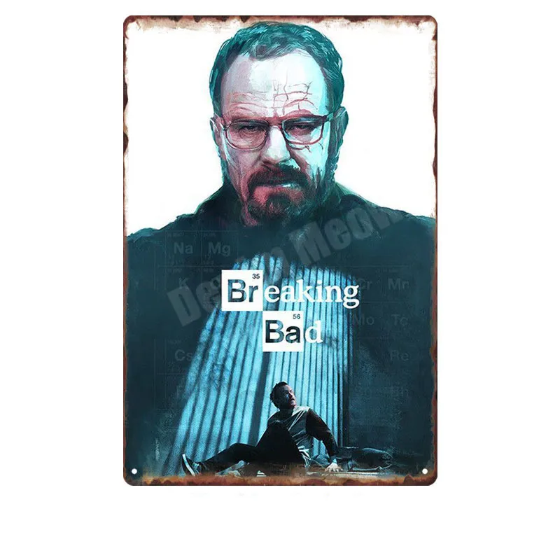 Фото Винтажная металлическая жестяная вывеска Breaking Bad, декоративная пластина для паба, бара, казино, клуба, хайзенберга, наклейки на стену, N279 №4