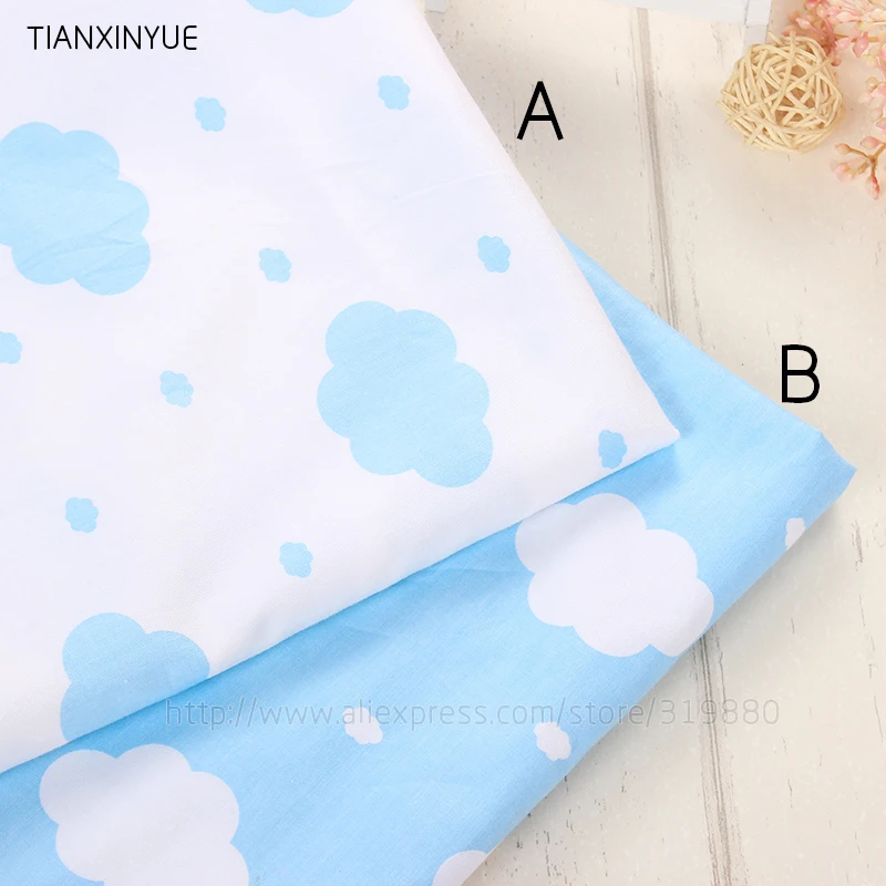 

Many size Blue clouds Fabric DIY baby pillow patchwork Sewing cotton fabric for Home Textile Bedding Quilting fabric